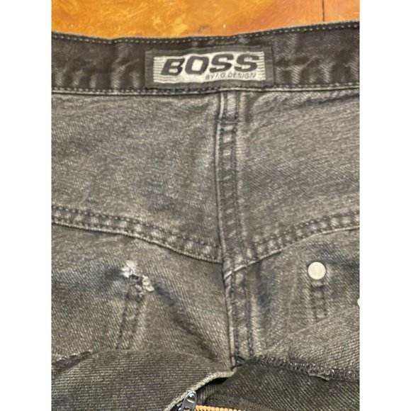VTG HUGO BOSS by IG Design 90s Baggy Hip Hop Skater Denim Jeans Mens 33x28 Black - Picture 5 of 11